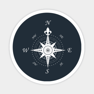 Stylish Compass Fancy White Black Directions Magnet